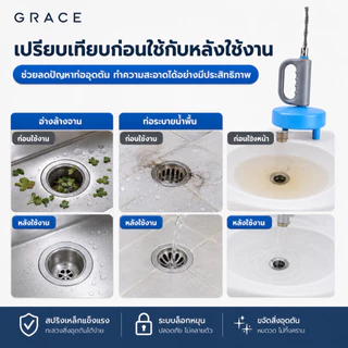 Grace อุปกรณ์ทะลวงท่อ ทำความสะอาดและแก้ปัญหาท่ออุดตัน มีขนาด 5 เมตร และ 10 เมตร ใช้งานสะดวก พร้อมส่งทันที