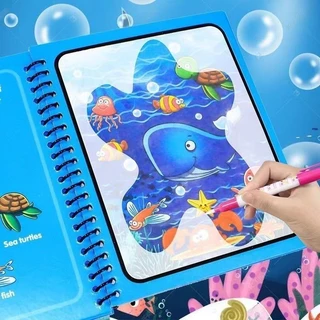 Magic Water Book สมุดระบายสีด้วยน้ำเปล่า สมุดระบายน้ำ ระบายสีซ้ำได้ ใช้ซ้ำได้ตลอด แถมปากกา1ด้าม ของเล่นเด็ก