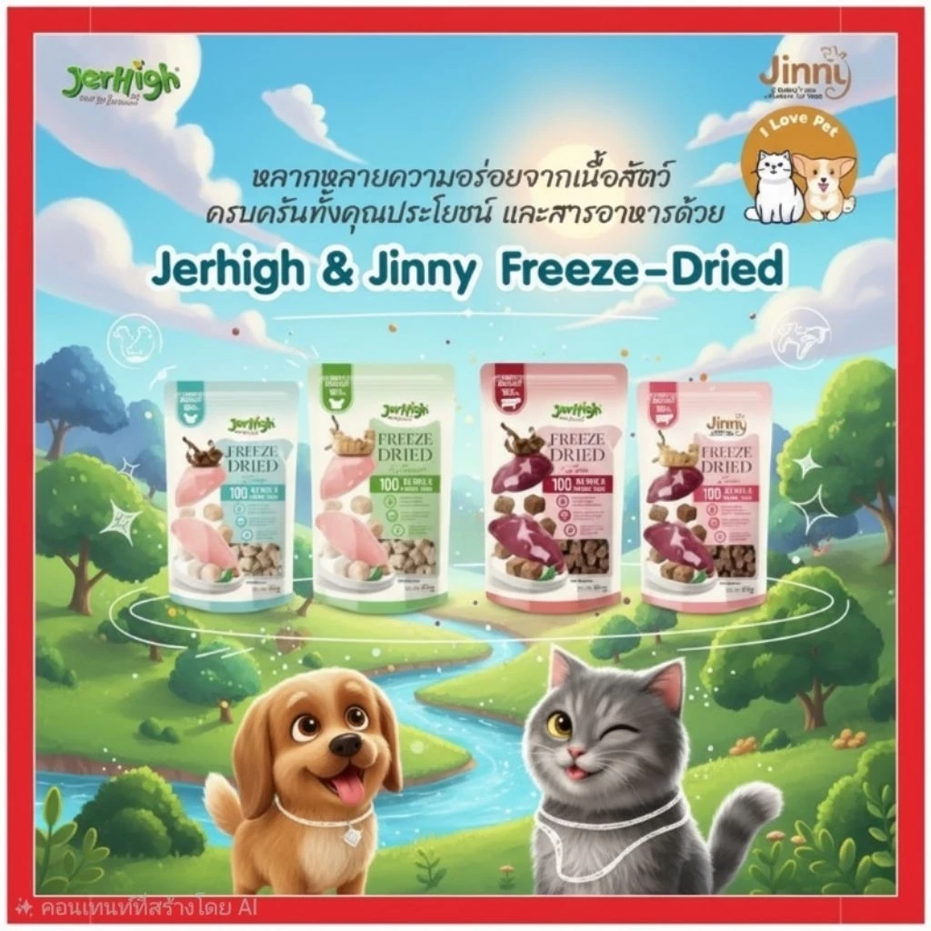 ฟรีซดราย แมว สุนัข รสไก่ ตับวัว ขนาด 40 กรัม 1ซอง