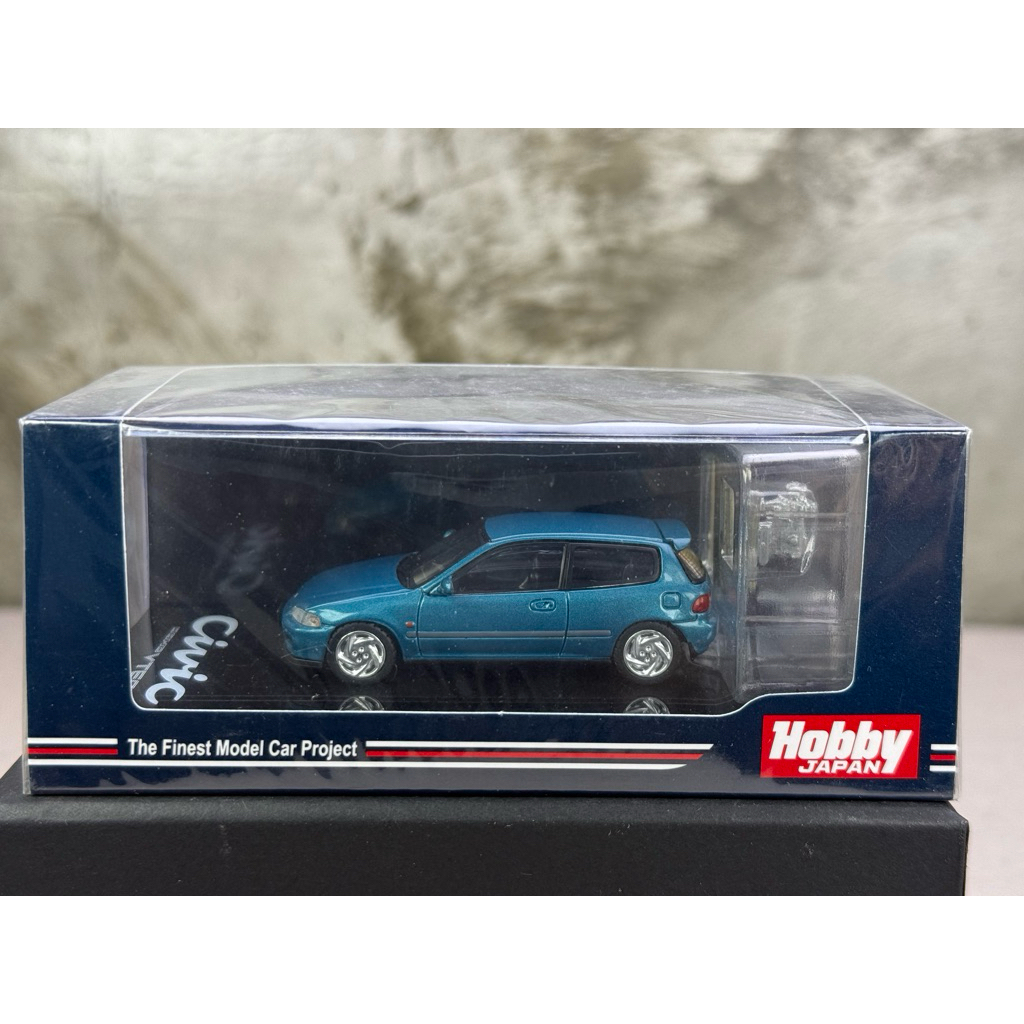 ▫️Honda Civic EG6 SiR II With Engine Display Model Tahitian Green HJ641017GG Scale 1:64 ยี่ห้อ Hobby