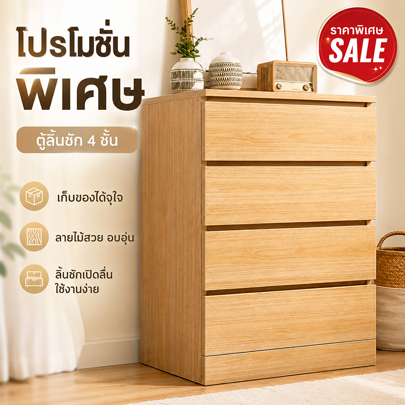 ตู้เก็บของ 5/4/3 ชั้นลิ้นชัก ตู้เตี้ย สไตล์IKEA มีลิ้นชักหลายตู้ เก็บของได้มาก ออกแบบสองสี【ขาว/ดำ】