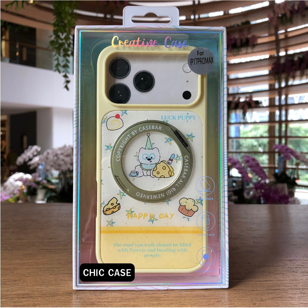 Creative Case เคส iPhone ลายน้องหมา Happy Day มีขาตั้ง น่ารัก | เคสไอโฟน 18 Pro Max / 17 Pro Max