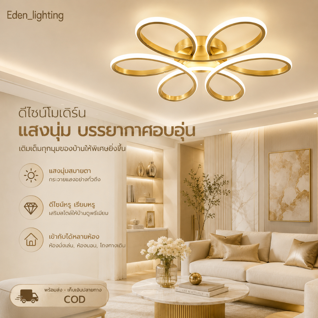 โคมไฟเพดาน led ความเรียบง่าย โคมไฟตกแต่ง ไฟห้องนอน โคมไฟอีเกีย พร้อมรีโมทคอนโทรลอินฟราเรดทันสมัย โคมไฟยุโรป 3 สี ปรับได้