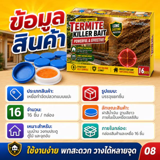 ❌กำจัดปลวกตายยกรัง❌เหยื่อกำจัดปลวก 16 ชิ้น / กล่อง กำจัดปลวกในบ้าน