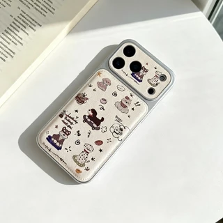 เคสหนังสกรีนลายการ์ตูนกันกล้องสำหรับไอโฟน17/pro/max for iPhone 16/pro/max 15/pro/max 14/pro/max 16plus 15plus 14plus i17