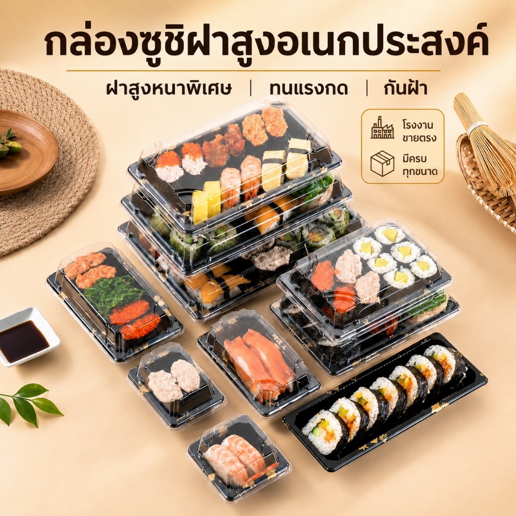 【TIMI】[แพ็ก50ชุด]ถาดซูชิ ถาดเนื้อ Sashimi ถาดซาซิมิ กล่องซูซิ [ยกลัง400ชุด]กล่องซูชิอาหารญี่ปุ่น