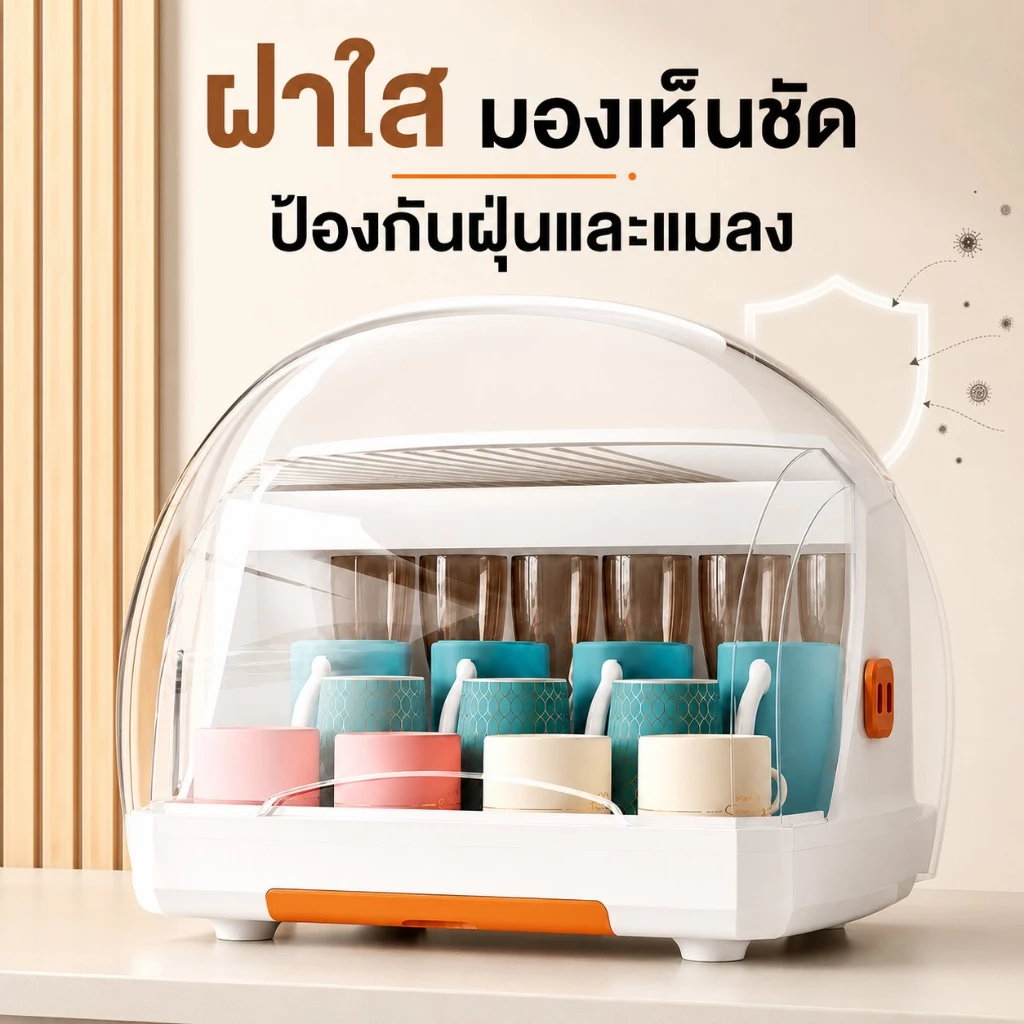 SALVO ที่วางแก้ว กล่องเก็บขวดนม ที่คว่ำจาน เก็บแก้วน้ำ ขวดนม ตะเกียบ ชาม และกันฝุ่น thumbnail 10