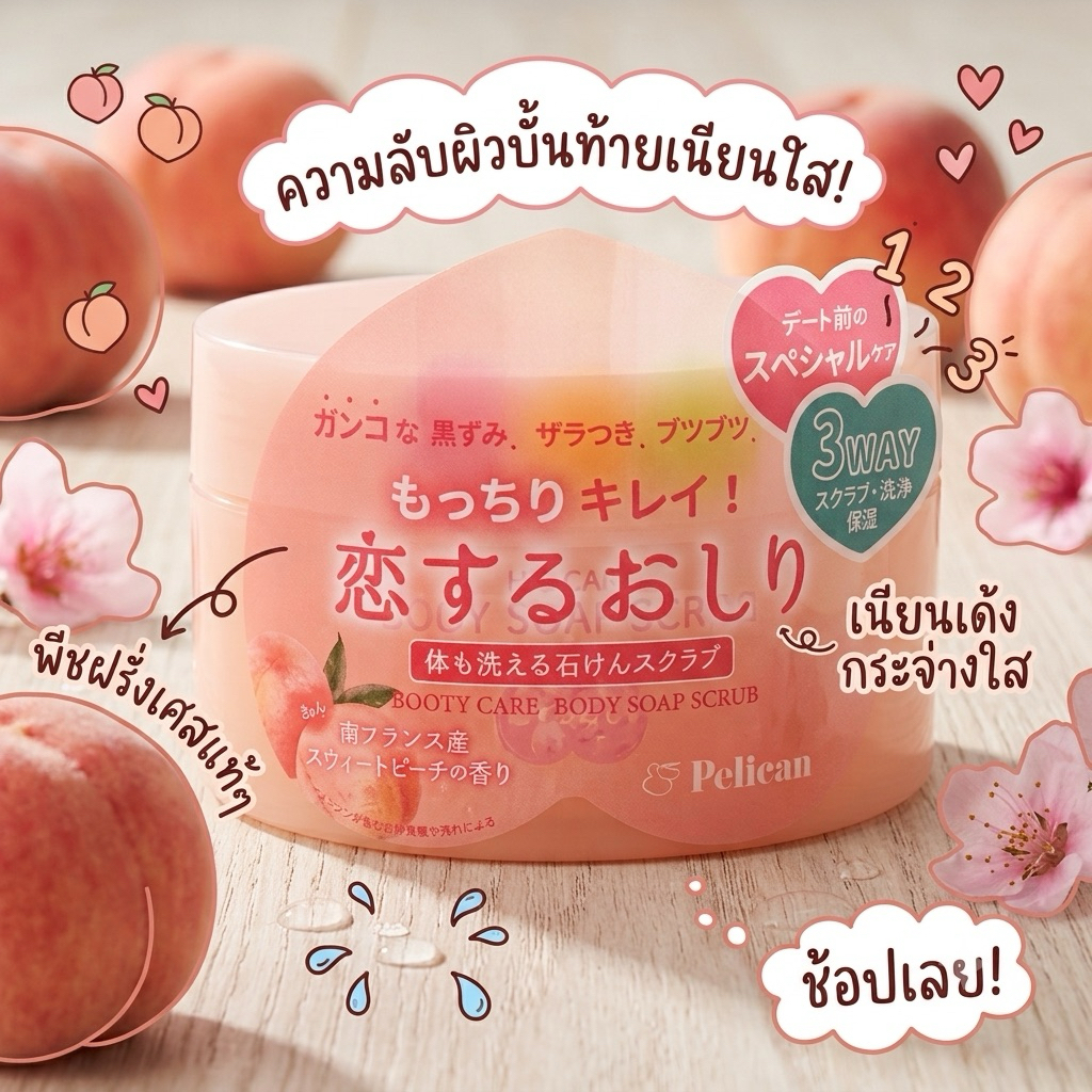 พร้อมส่งในไทย Pelican Hip Care Scrub Soap