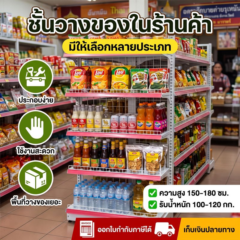 อเนกประสงค์ ชั้นวางของซุปเปอร์มาร์เก็ต ชั้นวางสินค้ามินิมาร์ท ป้องกันการกัดกร่อนและป้องกันสนิม ความสูงของชั้นวางปรับ