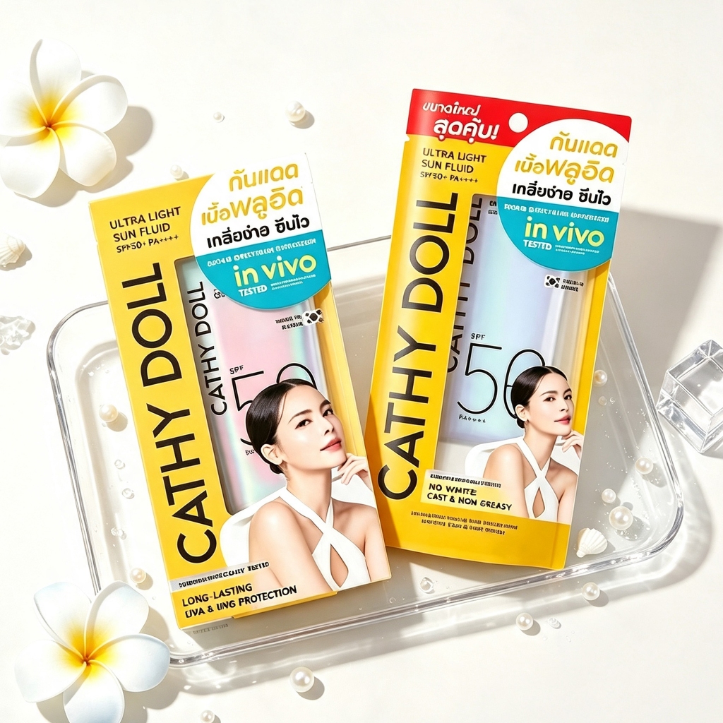 Cathy Doll Ultra Light Sun Fluid SPF50+ PA++++ 40ml,70ml กันแดดเนื้อเซรั่ม