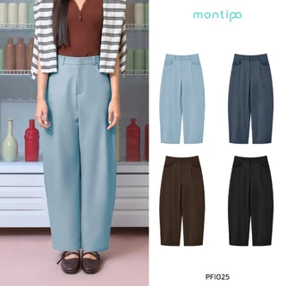 Montipa Barrel Iron Free Pants กางเกงทรง Barrel ซิปและตะขอหน้า แต่งกระเป๋าหลัง ผ้า Iron Free PFI025