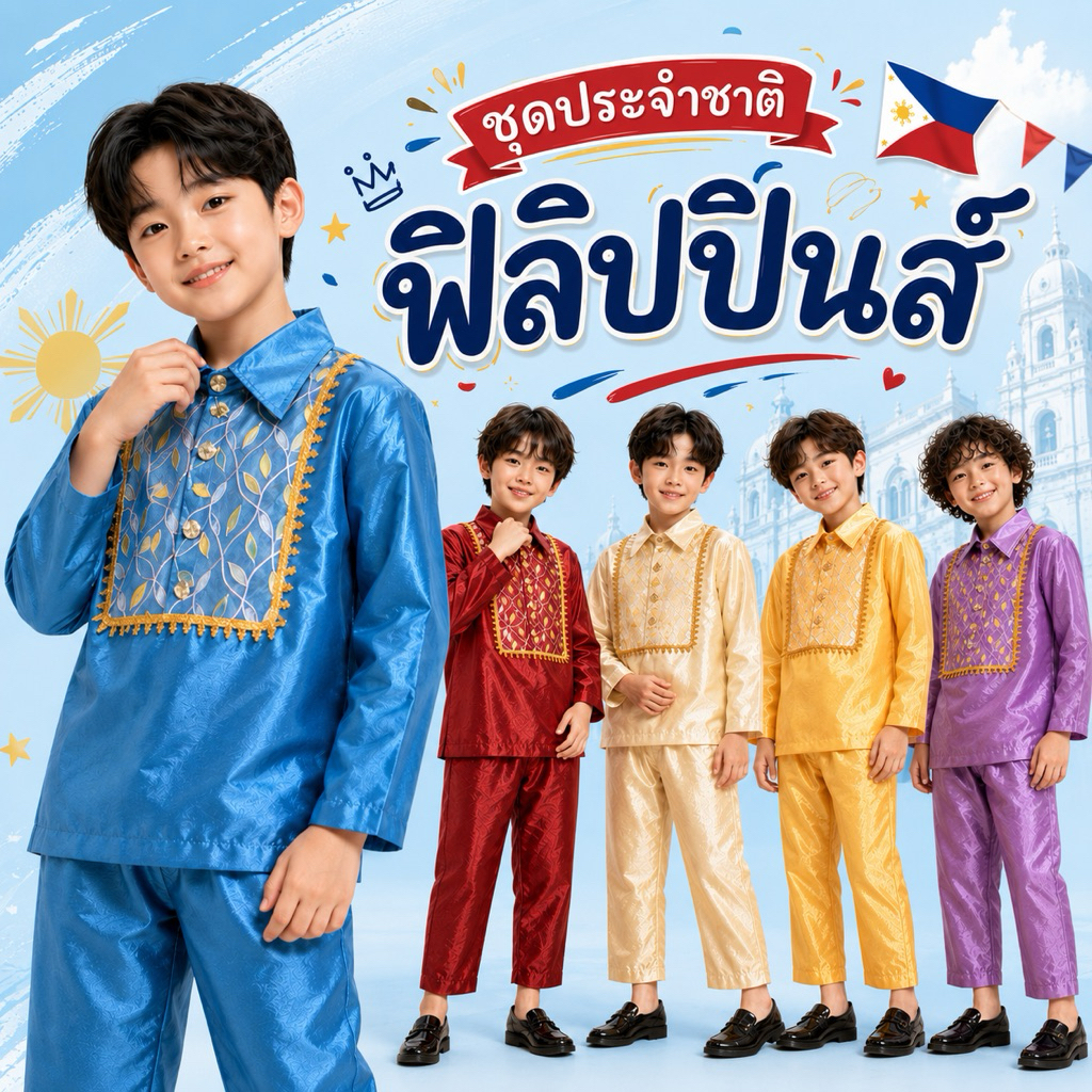 🔥พร้อมส่ง จากกรุงเทพ🔥@8948 ชุดอาเซียน ชุดฟิลิปปินส์ ชุดประจำชาติ ชุดนานาชาติ