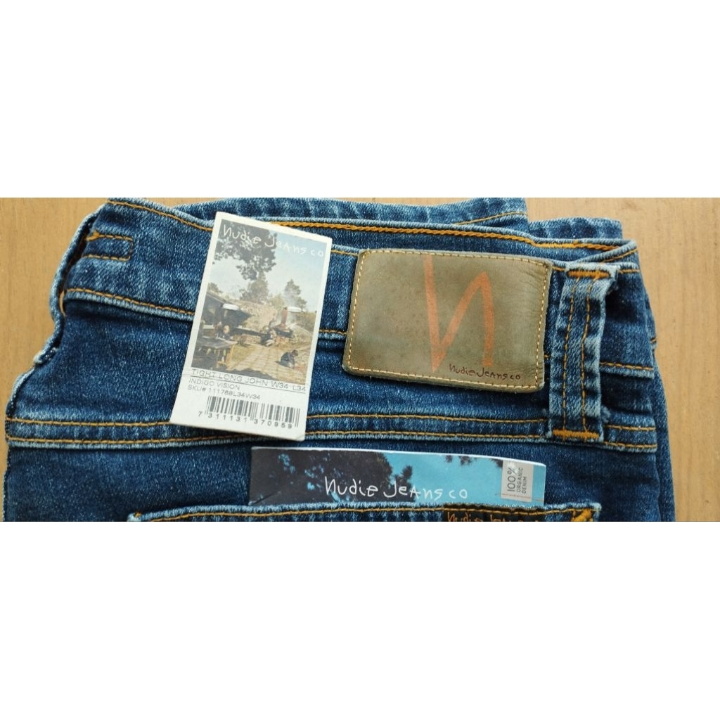 กางเกงยีนส์ Nudie Jeans รุ่น Tight Long John Indigo Vision W34 L34 ของแท้ มือ1 Book ครบ