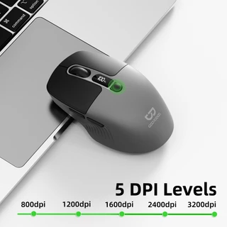 GOOJODOQ Triple Connectivity Mouse 2.4GHz & Dual Bluetooth Silent Ergonomic Design with LED Display and DPI Adjustment