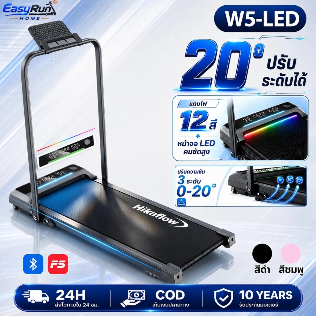【รับประกัน 10ปี】ลู่วิ่งไฟฟ้า W5 ลู่วิ่ง 4.5HP ลู่วิ่งไฟฟ้าพับได้ walking pad ความเร็ว 1~16km/h ปรับความชันได้ 3 ระดับ