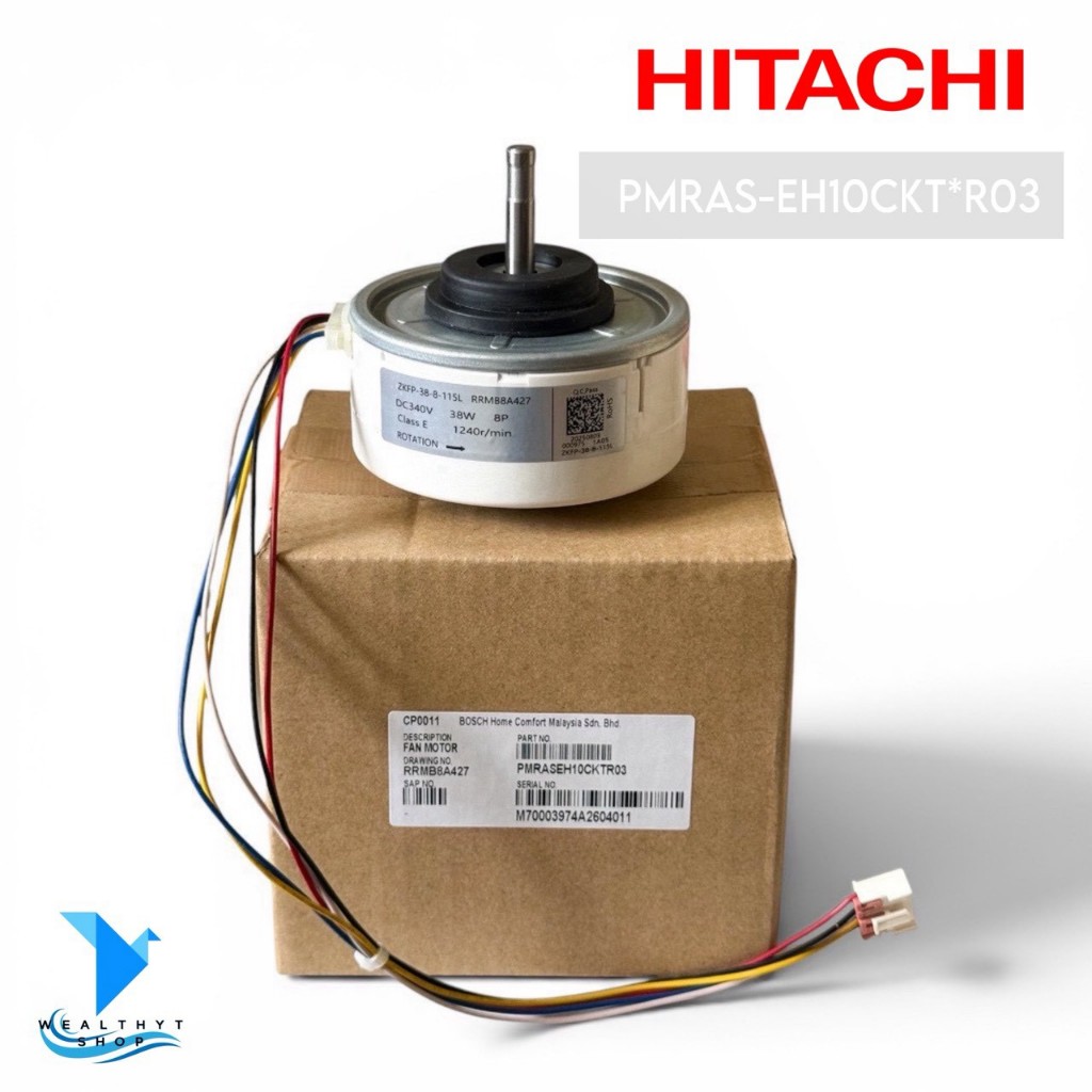 PMRAS-EH10CKT*R03 มอเตอร์แอร์ Hitachi มอเตอร์แอร์ฮิตาชิ มอเตอร์คอยล์เย็น (RRMB8A427 38W.) อะไหล่แอร์