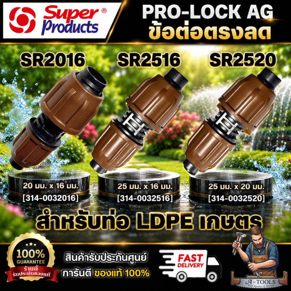 SUPER PRODUCT PRO-LOCK AG SR2016/SR2516/SR2520 ข้อต่อตรงลด 314-0032016/314-0032516/314-0032520**แพ็ค