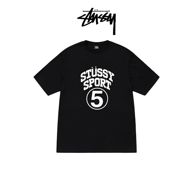 [ของแท้ 100%]✈️Stussy พร้อมส่ง/ เสื้อ Stussy FW24 Sport Tee เสื้อยืดแขนสั้นผ้าฝ้ายพิมพ์ลาย Monogram