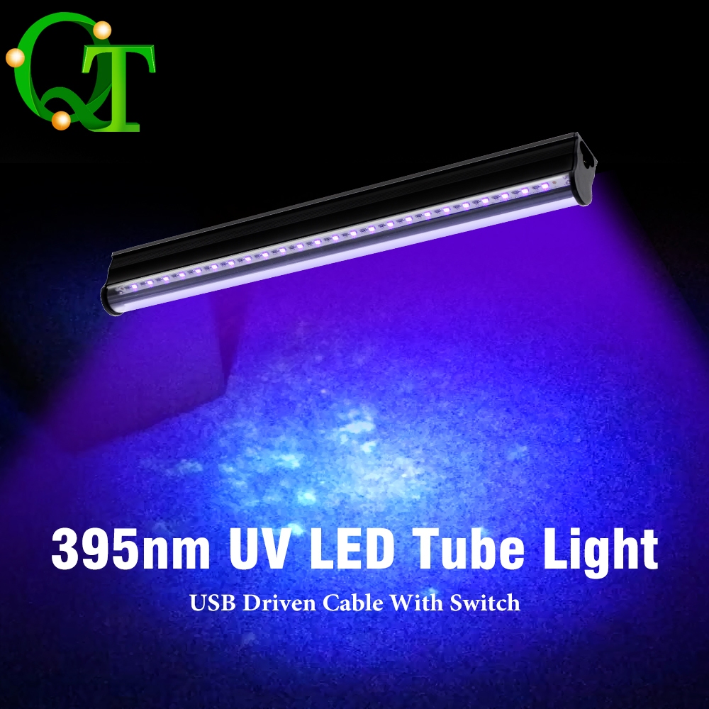 5V UV LED Tube Lightปลั๊ก USB หลอด UV 395nm หลอด UV Strip สวิทช์โคมไฟบรรยากา ศเวที Black Light