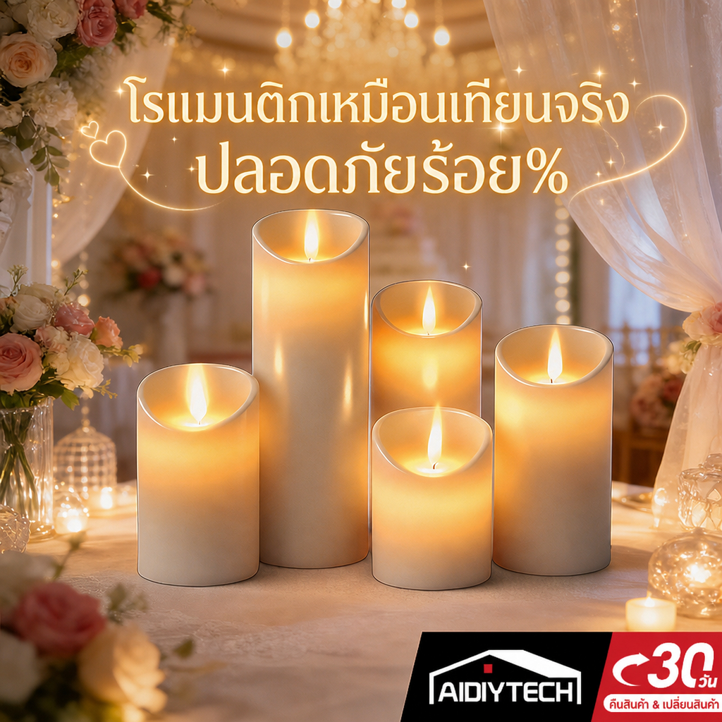 [โรแมนติกปลอดภัย]เทียนLED เทียนปลอมเสมือนจริง ทียนประดับ เปลวไฟพริ้วไหวไร้ควัน เทียนแต่งห้องนอนจัดปาร์ตี้วันเกิด ส่งด่วน
