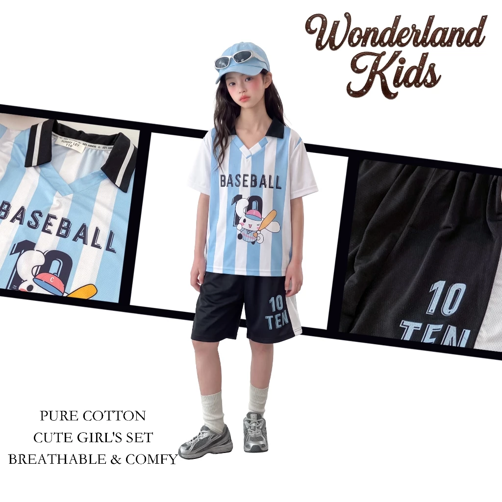 ชุดเซ็ทเด็กผู้หญิงแฟชั่น เสื้อแขนสั้นกางเกงขาสั้น สีหวานสดใส ลำลอง