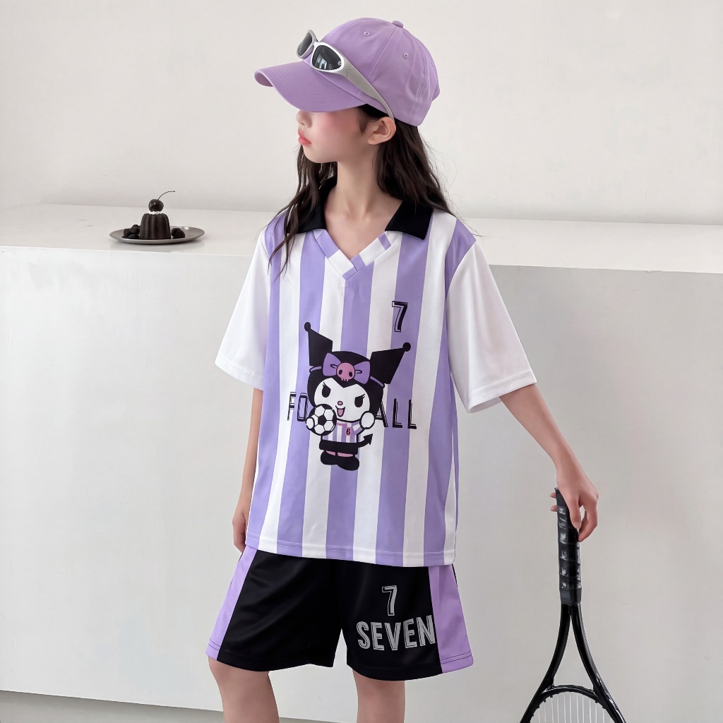ชุดเซ็ทเด็กผู้หญิงแฟชั่น เสื้อแขนสั้นกางเกงขาสั้น รูปที่ 6