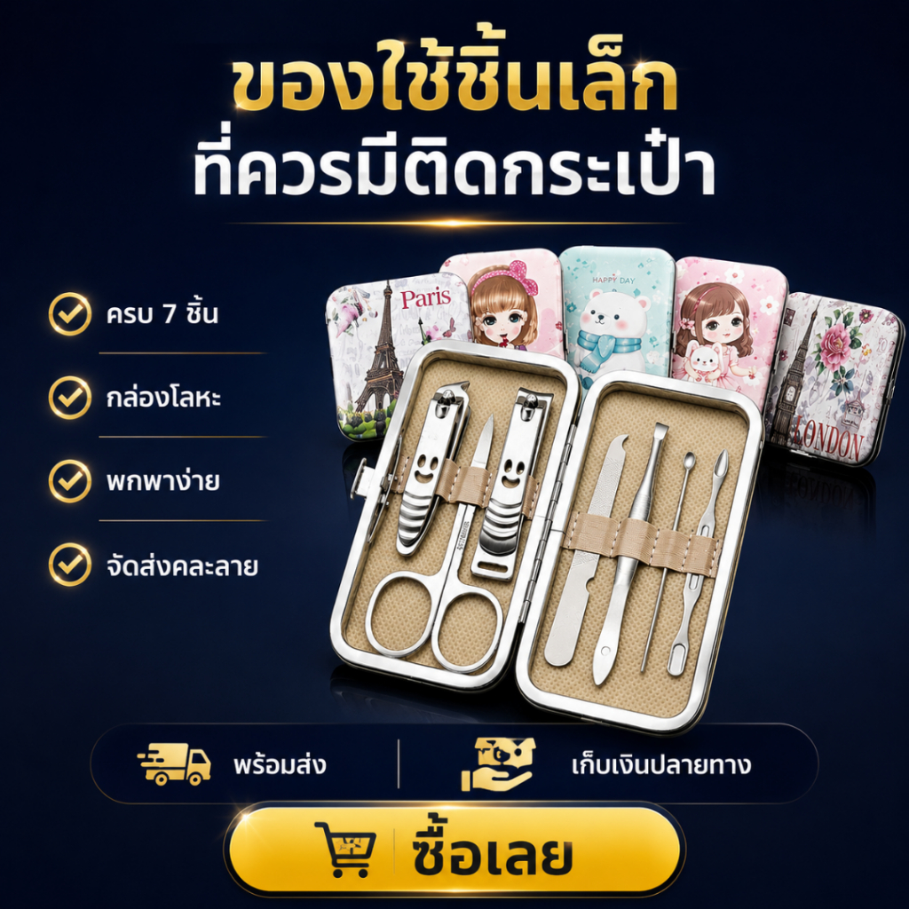 ชุดอุปกรณ์ตัดเล็บ 7 ชิ้น ครบชุด สำหรับการดูแลเล็บและขน