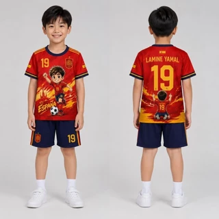 ชุดกีฬาเด็ก ชุดบอลโลก เสื้อแขนสั้น กางเกงขาสั้น ผ้าไมโคร ใส่สบายมาก