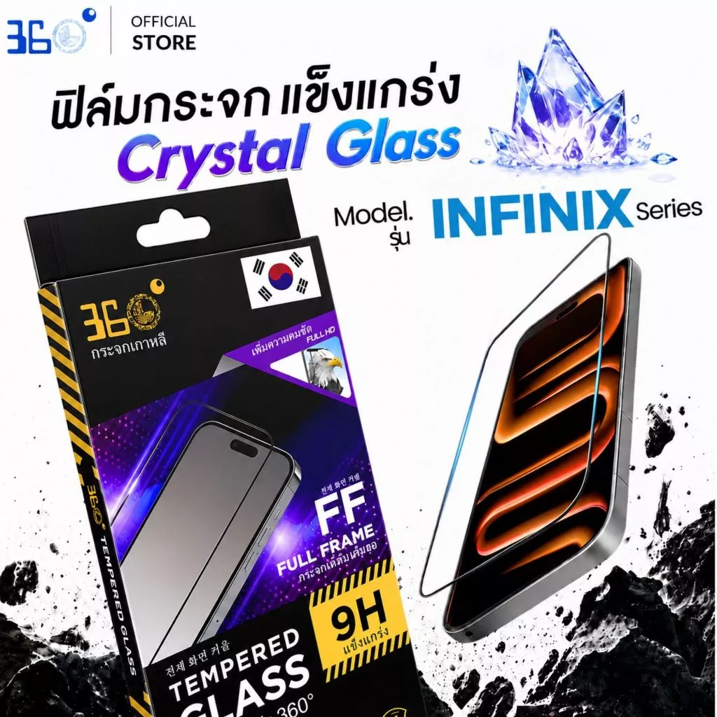 [🇰🇷360°] ฟิล์มกระจกเต็มจอใส Infinix คริสตัลแข็งNote 60 Ultra Note50Pro+ 30 40Pro 12 Pro 10 8 30Vip