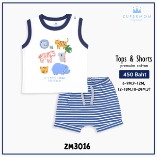 Zuper Mom ชุดเซ็ต เสื้อ กางเกง ชุดเด็ก ผ้า cotton 100% สำหรับเด็ก 6เดือน - 3 ขวบ