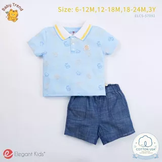 Elegant Kids ชุดลูกชาย 6 เดือน-3 ขวบ ชุดเสื้อโปโลคอปก+กางเกงขาสั้น Surfing Bear Collection | Baby trend