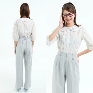 Bemingtop1250(S-3XL) - Fuli Top - เสื้อเบลาส์แขนยาวดีไซน์ปกบัวเทลจับจีบด้านหน้า