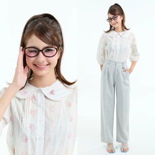 Bemingtop1250(S-3XL) - Fuli Top - เสื้อเบลาส์แขนยาวดีไซน์ปกบัวเทลจับจีบด้านหน้า