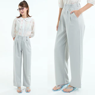 Bemingpants097(XS-5XL) - Papfy pants - กางเกงขายาวทรงขาตรงดีไซน์เรียบผ้าทิ้งตัว