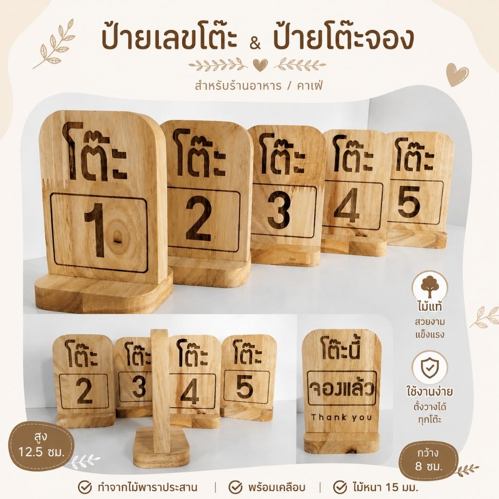 ป้ายเลขโต๊ะ จองโต๊ะ สแกนคิวอาร์โค้ด ยิงข้อความทั้ง2ด้าน เปลี่ยนแบบได้ราคาเดียว ป้ายร้านอาหาร ตั้งโต๊ะ