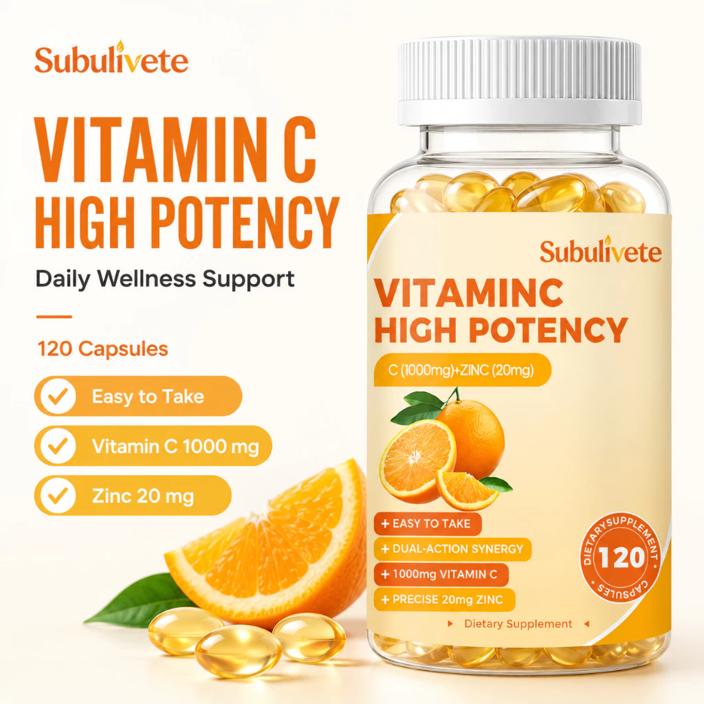 Subulivete Vitamin C with Zinc Capsules 120 ชิ้น วิตามินซี เสริมสร้างภูมิคุ้มกันของร่างกาย ทำให้ผิวขาวใส ต้านความชรา