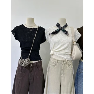 M2236 เสื้อแต่งเท็กซ์เจอร์น่ารักๆ ทรงสวยผ้ายืดหยุ่น แมทช์ง่าย ใส่สบาย