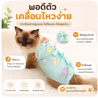 PETWELL ชุดทำหมันแมว ชุดกันเลียแผล เสื้อแมว ชุดหลังผ่าตัดแมว เสื้อหลังทำหมัน ช่วยให้แผลหายไว
