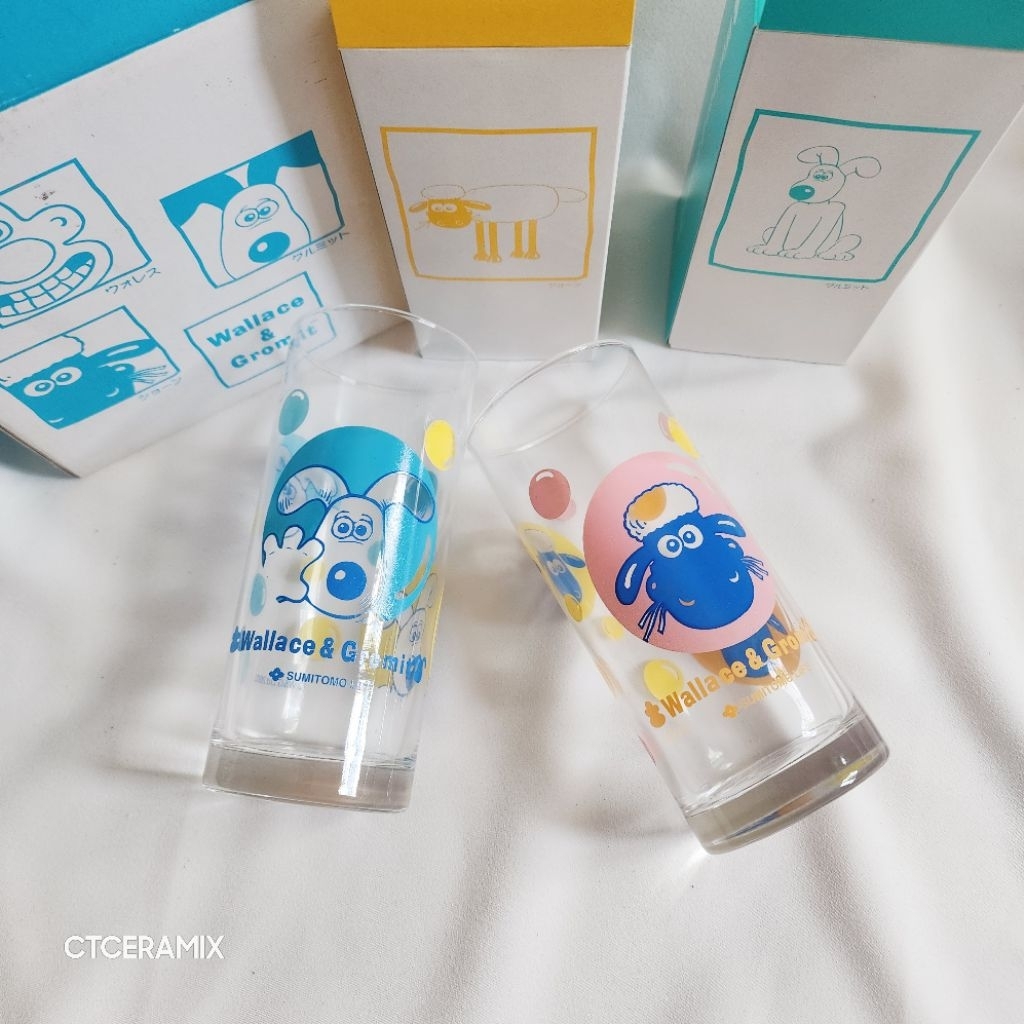 ■CTCERAMIX ~── .✦ Wallace & Gromit Glass 2P แก้วน้ำ Wallace & Gromit / Shaun the Sheep ทรงสูง