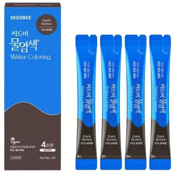 [สี Dark Brown - รีฟิล 4 ซอง] SEEDBEE Water Coloring น้ำย้อมผม ออร์แกนิค ปิดผมขาว