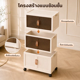 Tidy ตู้เก็บของพับได้ 【มีสต็อก⚡ส่งวันนี้】ตู้เก็บของพลาสติกมัลติฟังก์ชั่น ตู้เสื้อผ้าขนาดใหญ่ มีล้อ ป้องกันฝุ่น จัดเต็ม