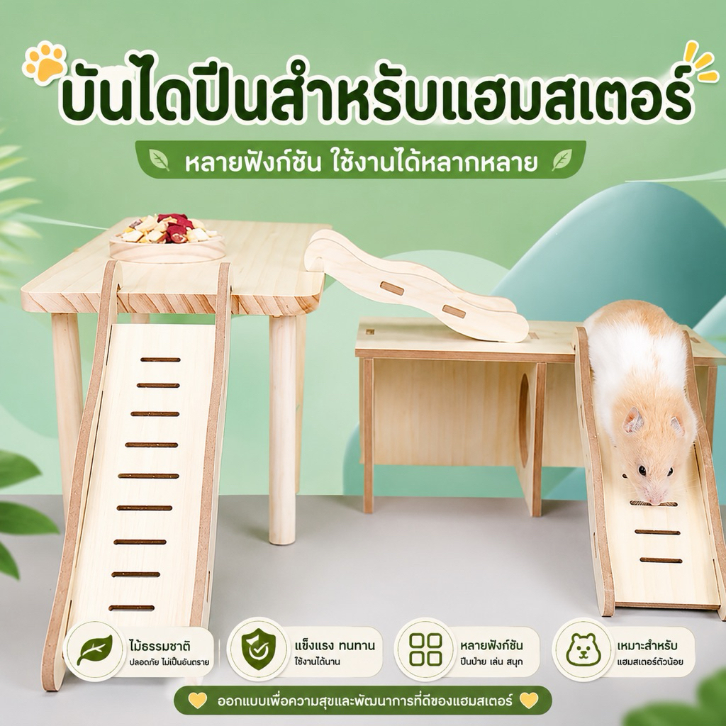 [ZC] บันไดปีนสำหรับแฮมสเตอร์ และสัตว์เลี้ยงพันธุ์เล็กทุกชนิด (เฉพาะบันได้นะคะ)