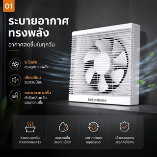 พัดลมดูดอากาศติดผนัง บานเกล็ด 8/10/12 นิ้ว ดูดแรง เงียบ ประหยัดไฟ ติดตั้งง่าย ลดกลิ่นอับและความชื้น รับประกัน 3 ปี