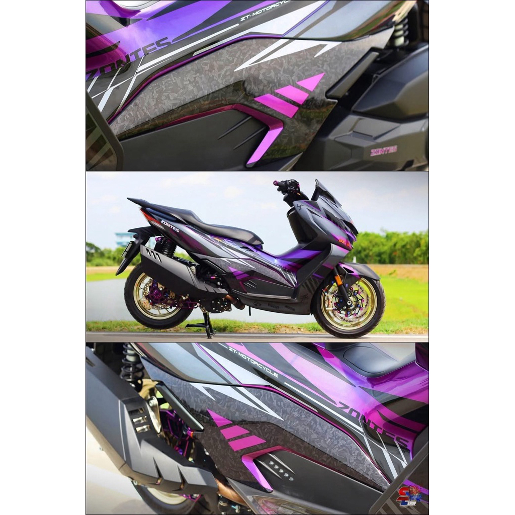 สติ๊กเกอร์ ลายFORGED CARBON ผิวเงา  สำหรับรถ ZONTES 368D 1 คู่ (ซ้ายขวา) ลายหินอ่อน มีภาพตัวอย่างการ