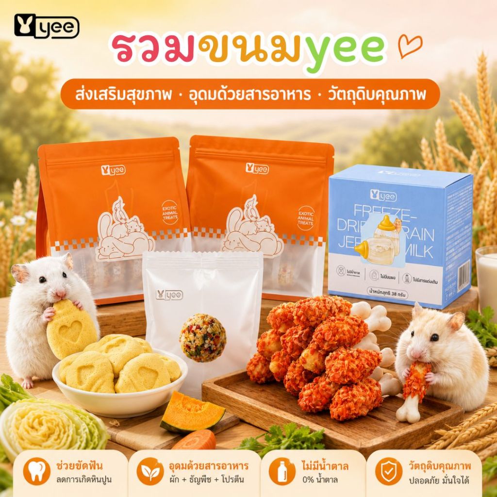 YEE คุกกี้ ขนมปัง มาการอง ขนมฝรั่งเศษ สำหรับสัตว์เล็ก แฮมเตอร์ ชูการ์ สัตว์ฟันแทะ กระรอก