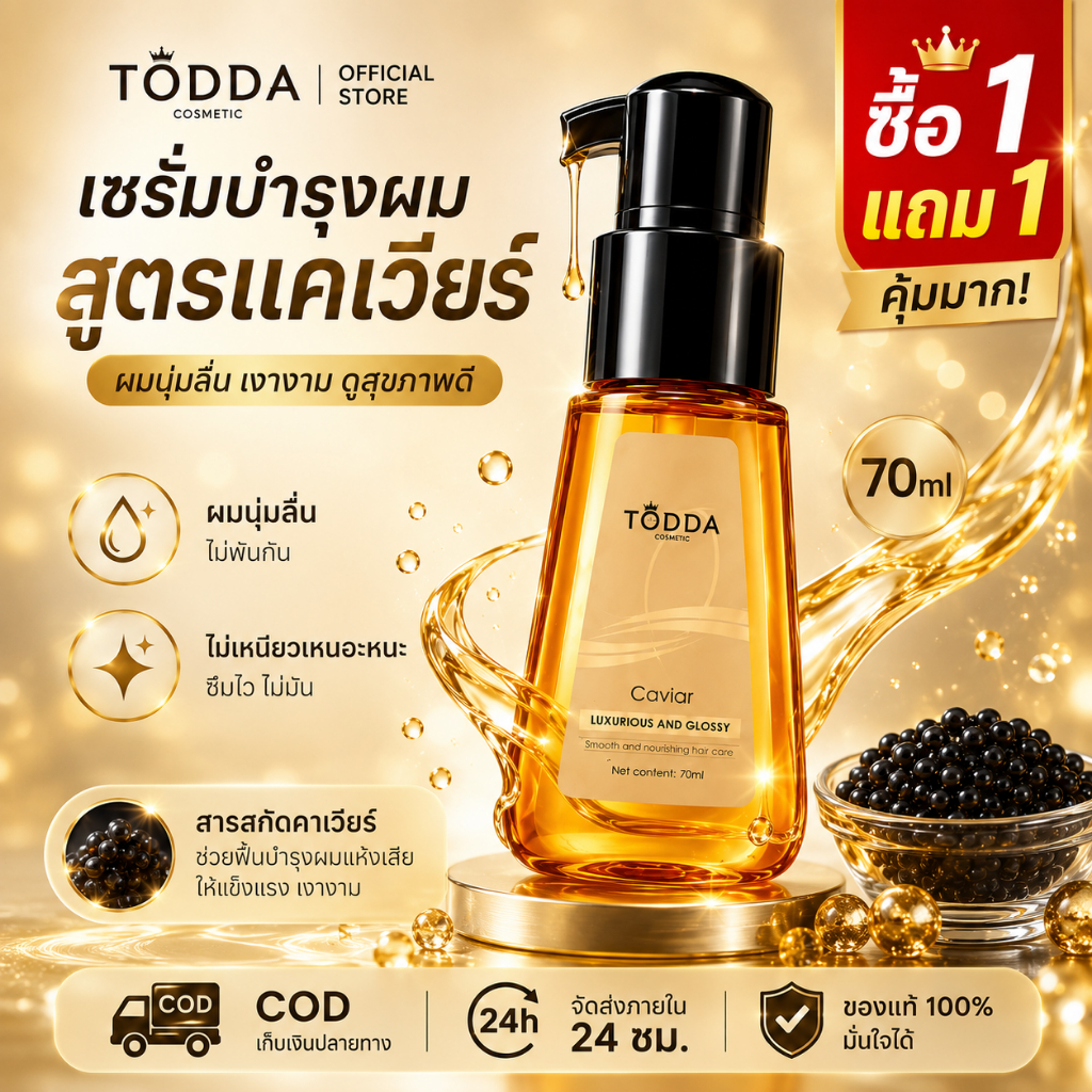 TODDA ออยล์บำรุงผม เอสเซ้นส์ผม ผมนุ่มลื่น เงางาม