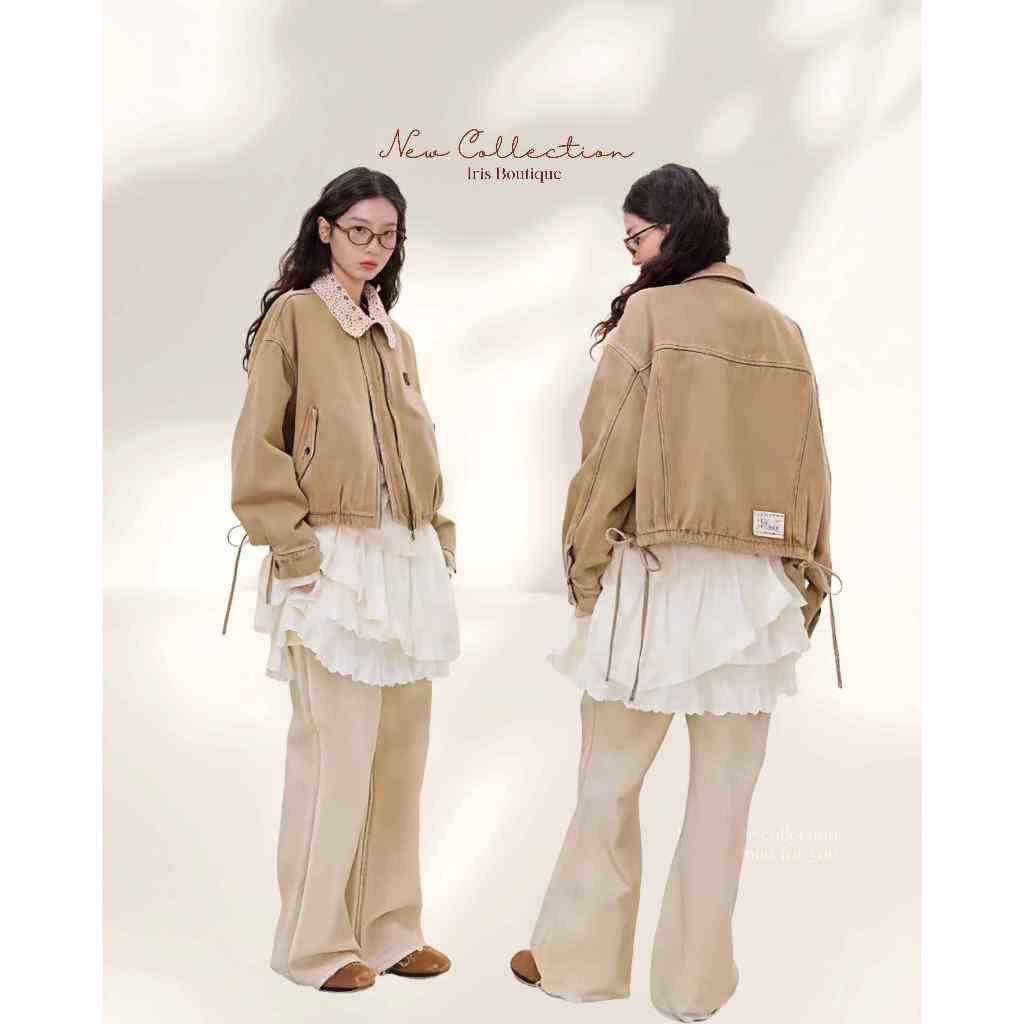 พร้อมส่งIRIS BOUTIQUE  IJ25801 Vintage lace jacket เสื้อผ้าผู้หญิง เสื้อแขนยาว กันหนาว ได้ 10-20 องศา