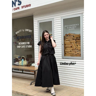 LindaaPlus-- ชุดเซ็ต“𝑴𝒐𝒍𝒍𝒚”เสื้อ+กระโปรงยาว ผ้าคอตตอนป๊อปลิน เนื้อนิ่มใส่สบาย อยู่ทรง งานกระโปรงมีซับใน แต่งกระดุมคาดอก