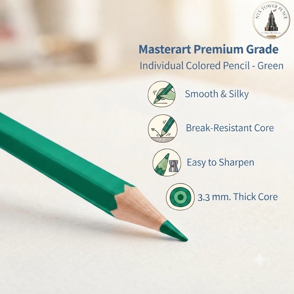 ดินสอสีไม้ Masterart Premium Grade (จำหน่ายแบบแยกแท่ง) กลุ่มสีเขียว
