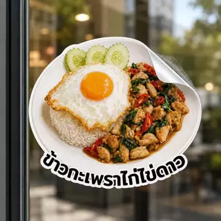 สติกเกอร์ลายอาหาร ตกแต่งร้านร้านอาหาร (ขายรายจาน 100++ เมนู) ขนาด M-30 cm.🔥🔥โปร 10 ชิ้นขึ้นไปถูกกว่า🔥🔥